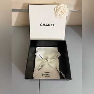 Empty Chanel gift box With white camellia flower Signature pouch &  ribbon